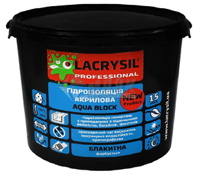 Гідроізоляція акрилова AQUA BLOCK 3кг(блакитна) Lacrysil 118132 фото